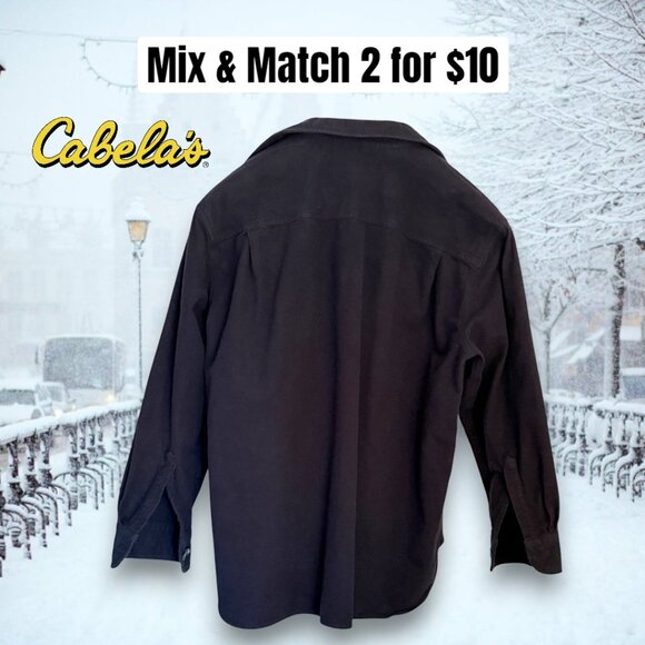 Cabelas Mens Heavy Winter Flannel Long Sleeve Button Down Collared Shirt - Picture 2 of 6